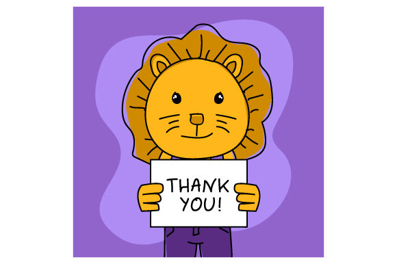 Animal Lion with Thank You Poster: A Hand-Drawn Design Asset