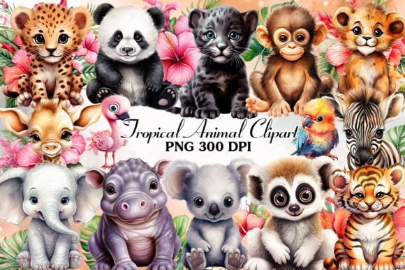 Bring Your Projects to Life with Baby Tropical Animal Watercolor Clipart