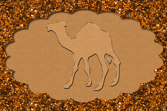 Camel Desert Animal Gold Monogram Frame: A Design Asset for Modern Creators