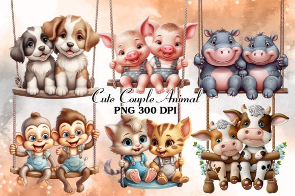 Charming Couple Animal Sublimation Clipart for Creators
