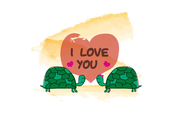 Charming Hand Drawn Couple Cartoon Animal Turtle Design