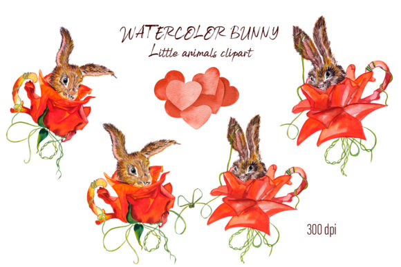 Charming Watercolor Rabbit Little Animal Graphics