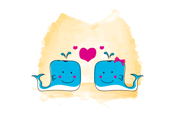 Couple Cartoon Animal Whale: Charming Illustration for Design