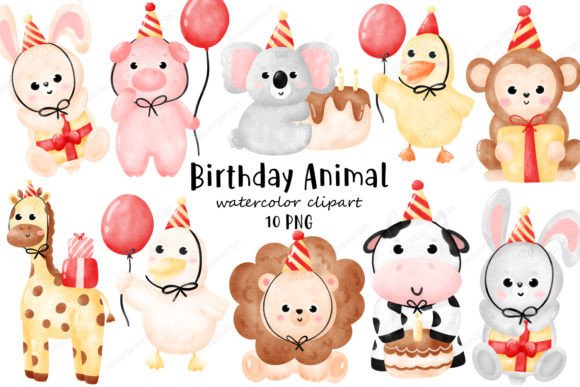 Creative Projects That Come Alive with Happy Birthday Animal Watercolor Clipart