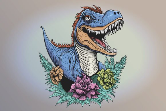 Prehistoric Animal Dinosaur Rex Flower: A Bold & Playful Design Asset