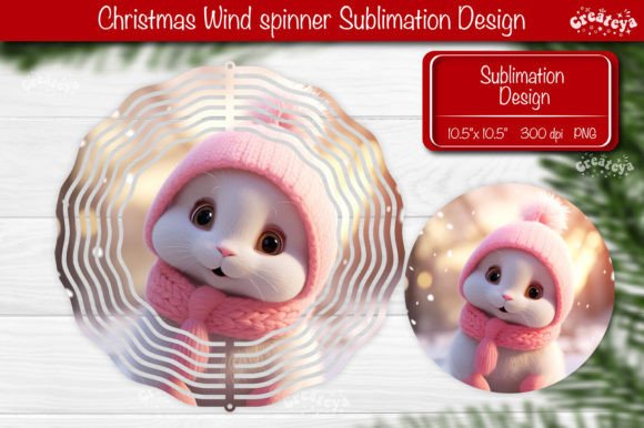 Round Christmas Wind Spinner Cute Animal: A Festive Design Asset