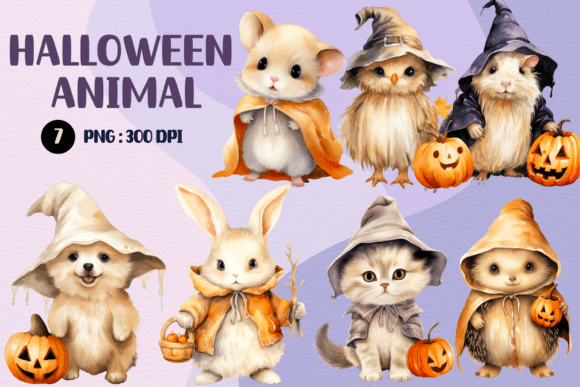 Spooky Meets Adorable: Halloween Animal PNG Sublimation Clipart