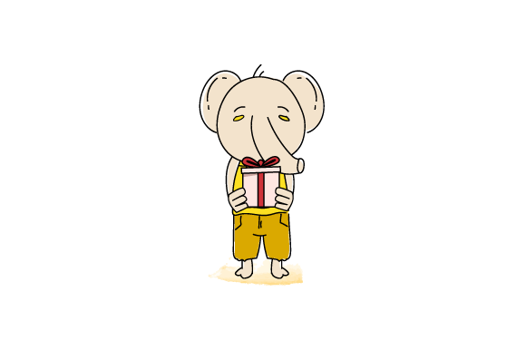 The Charm of Animal Elephant Bring a Gift Box in Design